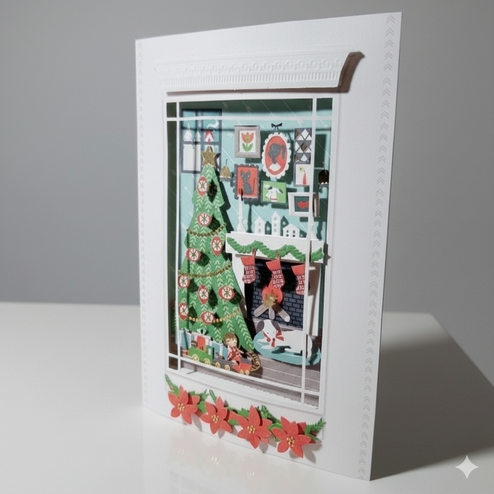 Christmas 3D Hallmark Greeting Card Hearth Anyone Parent Family Friend Blessing